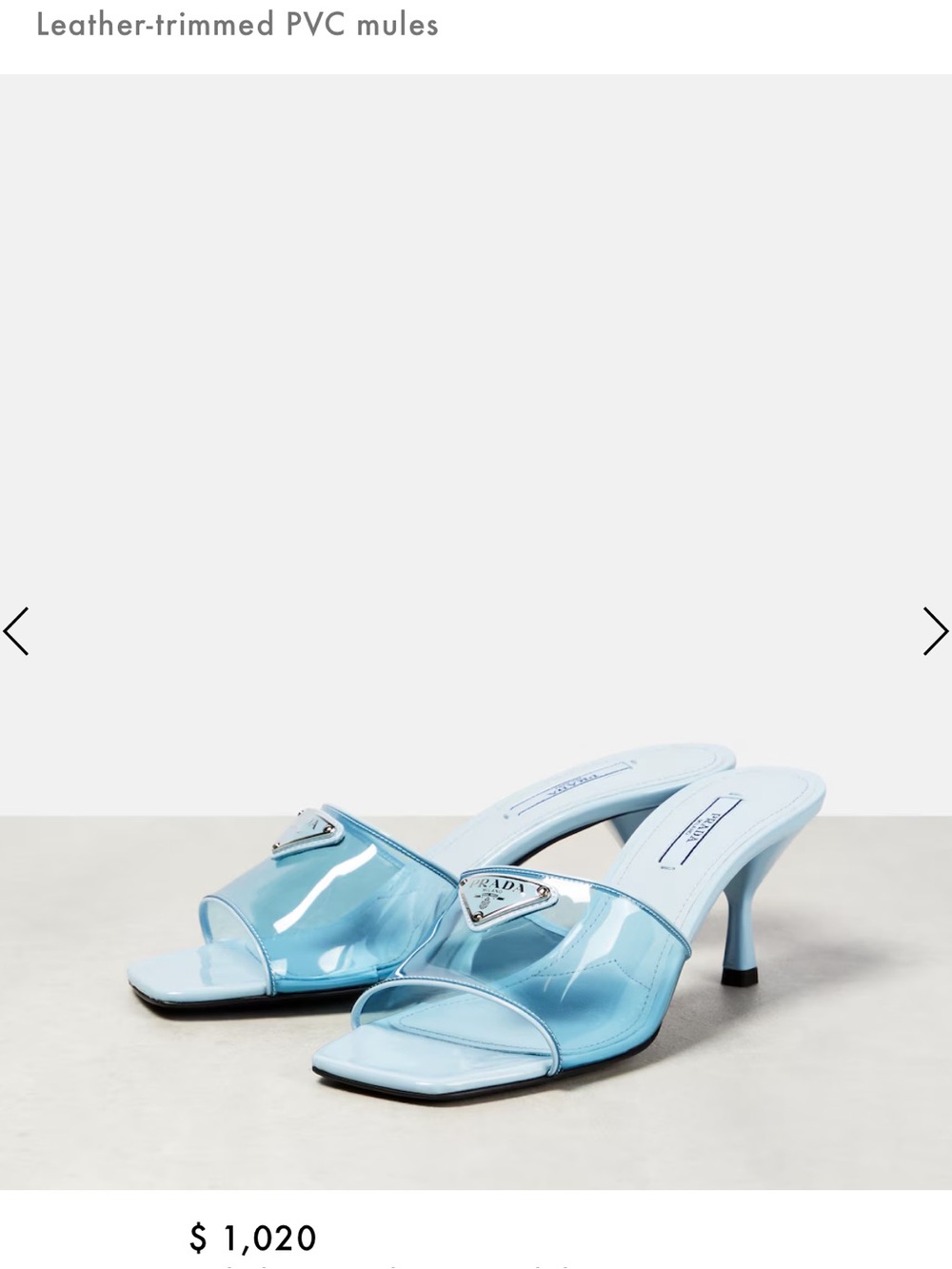 Prada Light Blue PVC Leather Slide Heels Miles Size 40 40.5 - Picture 2 of 8